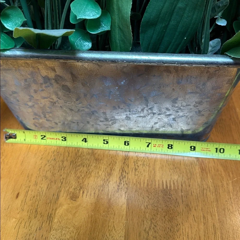 Yellow Tulip Faux Floral Arrangement in Galvanized Planter